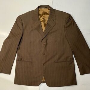VINCI BROWN PINSTRIPE SUIT SIZE 44S PANTS .W36 L26
